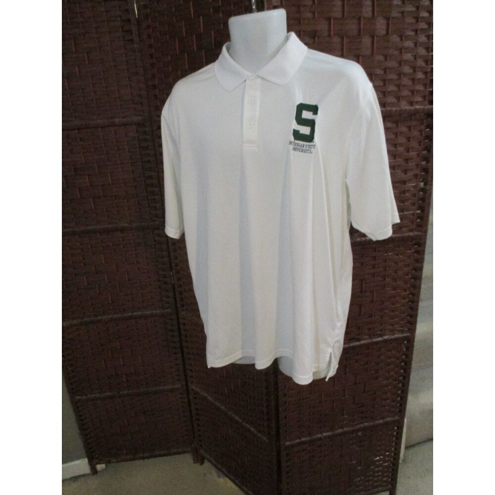 Mens Under Armour Michigan State University Polo Shirt Spartans Large White